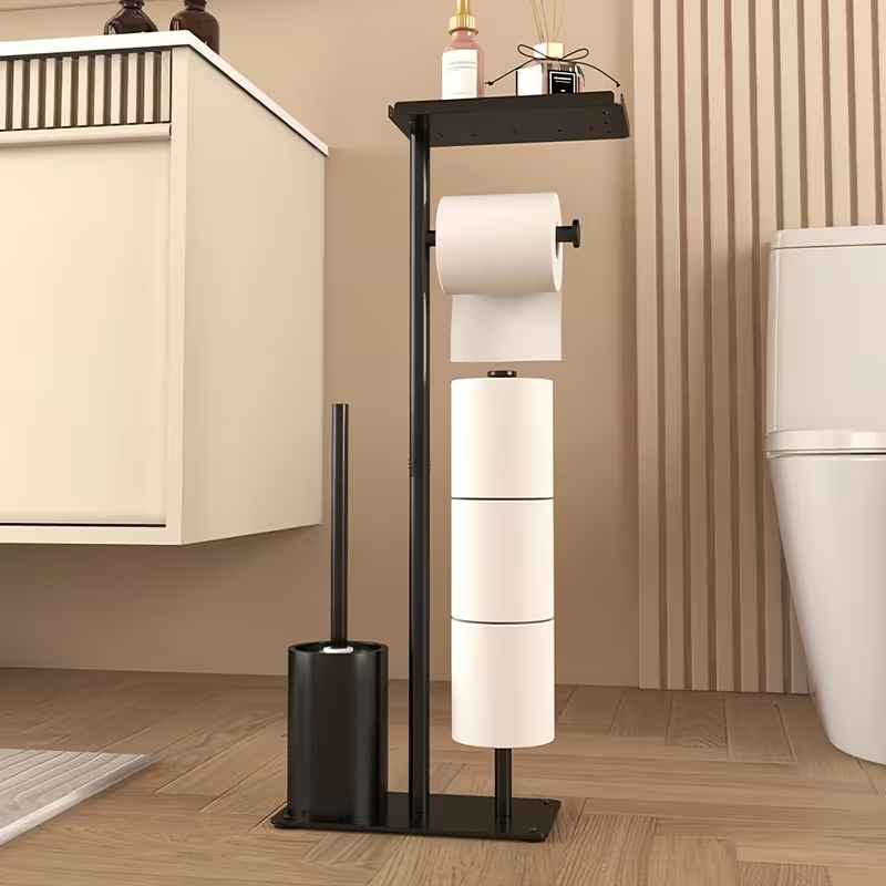 Soporte para Papel Higiénico con Almacenamiento – Dispensador Autoadhesivo de Hierro Forjado