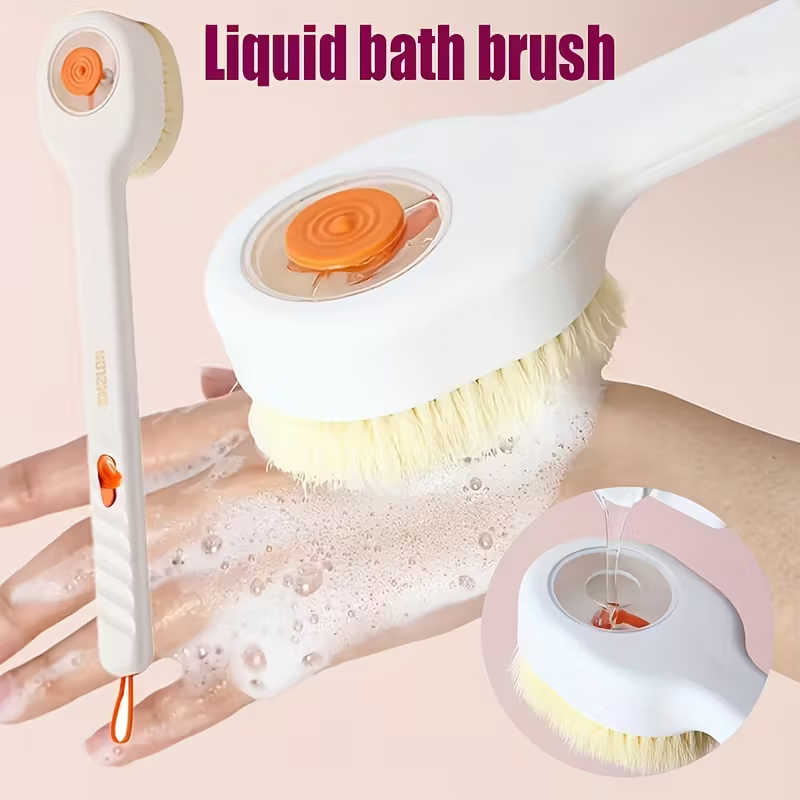 Cepillo de Baño Suave con Mango Largo – Herramienta de Frotado para Espalda con Líquido