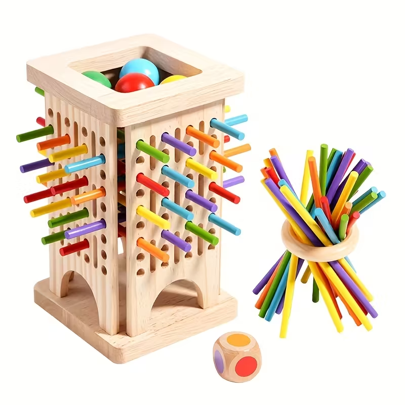 Juego Educativo de Palitos de Madera – Juego de Mesa de Lógica para Familia