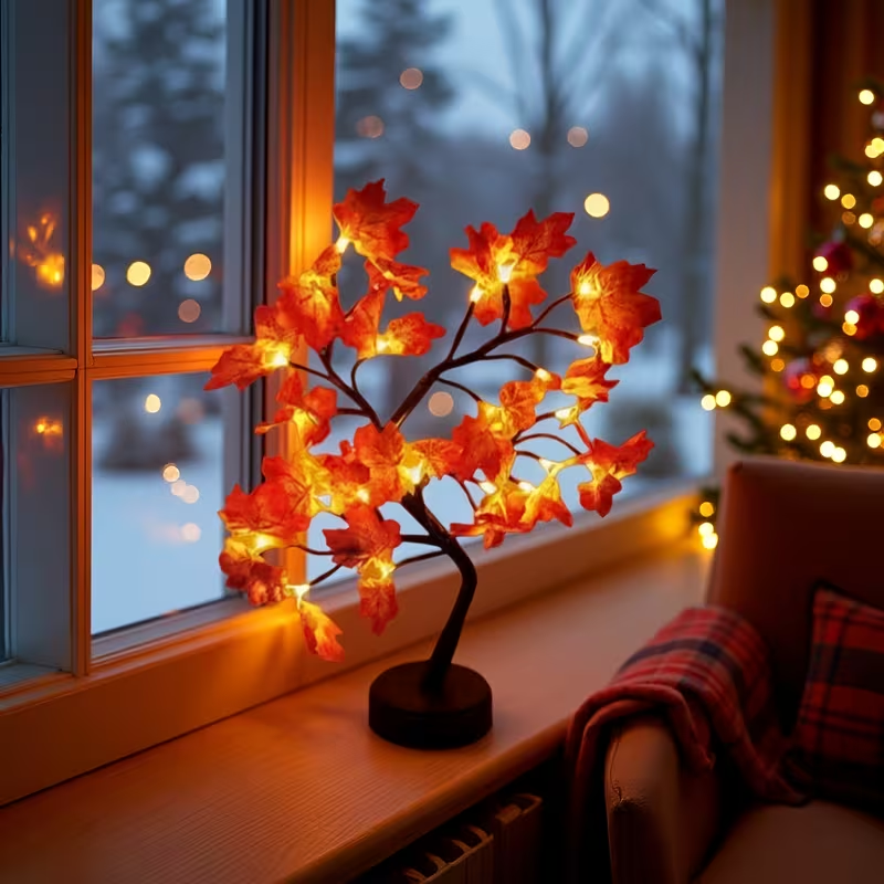 Luz LED de Hoja de Arce – Cadena de Luces de Interior para Decoración de Hogar y Festividades