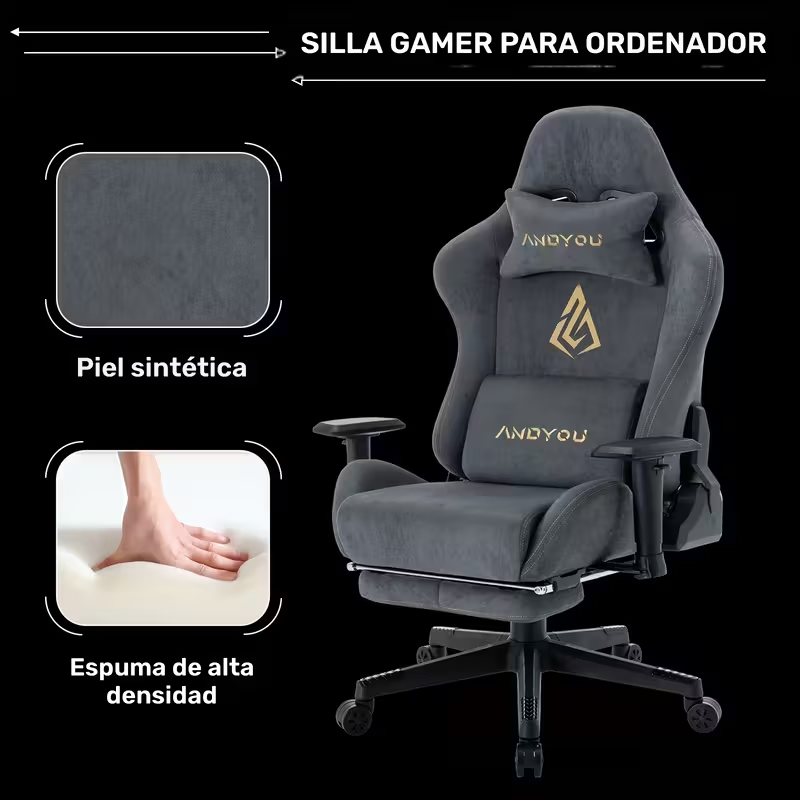 Silla Gaming ANDYOU Ergonómica con Reposapiés