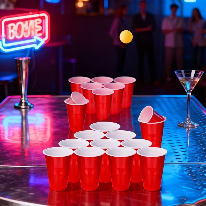 Juego de Beer Pong con 24 Tazas – Juego de Bebidas para Fiestas y Exterior