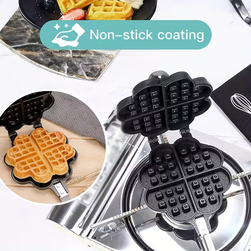Molde para Waffles en Forma de Corazón Antiadherente de Doble Cara – Herramienta de Cocina para Waffles y Sándwiches