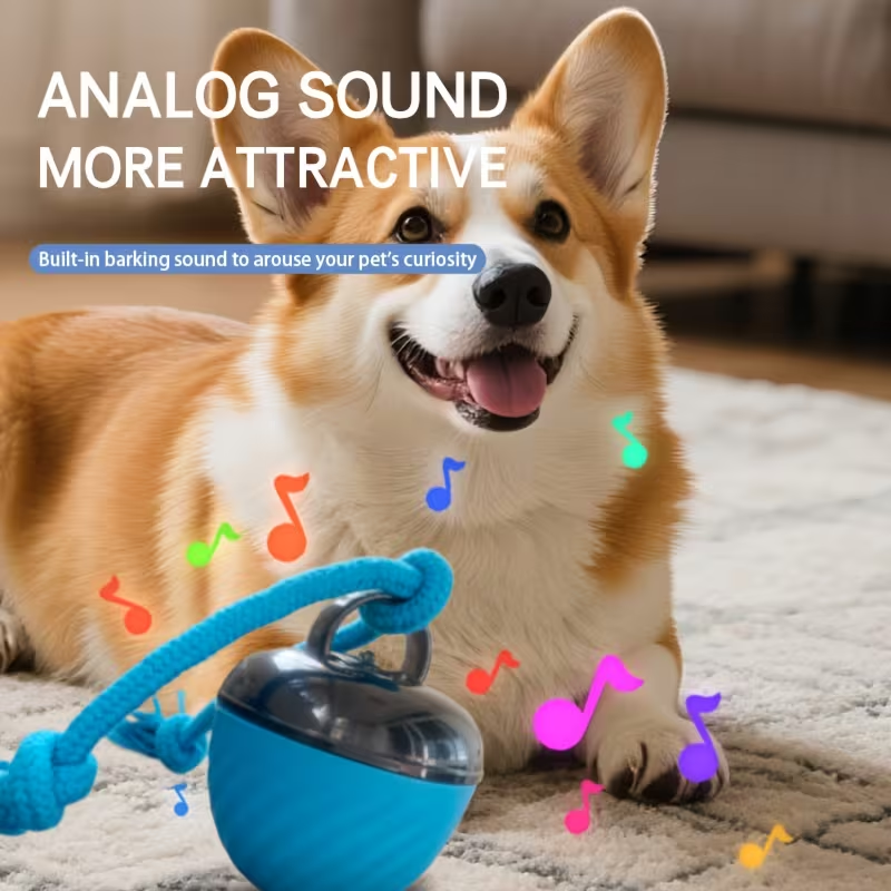 Pelota Interactiva Inteligente para Perros – Pelota Rodante Recargable con Luz y Cuerda