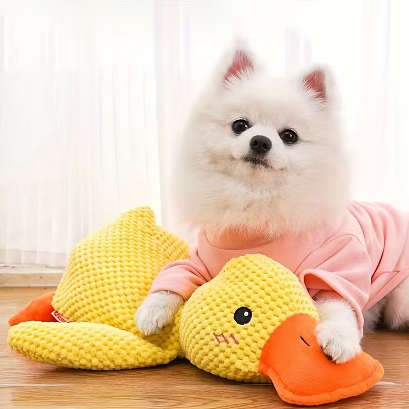 Juguete de Peluche para Perros Patito Amarillo – Juguete Resistente para Morder y Jugar