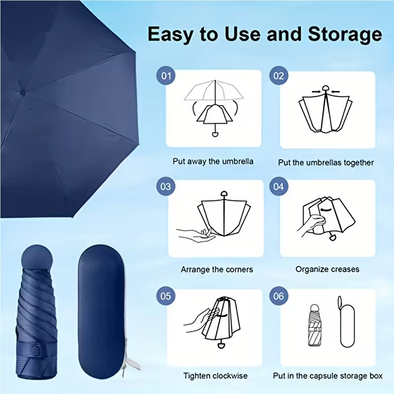 Paraguas Plegable Mini de Bolsillo Multicolor